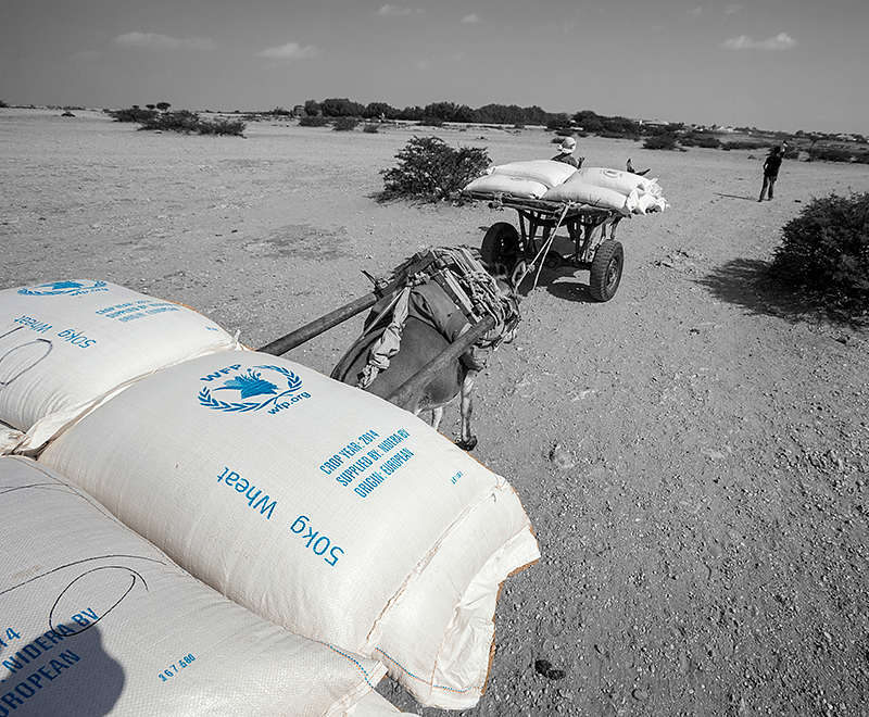 Stack of wheat bags.