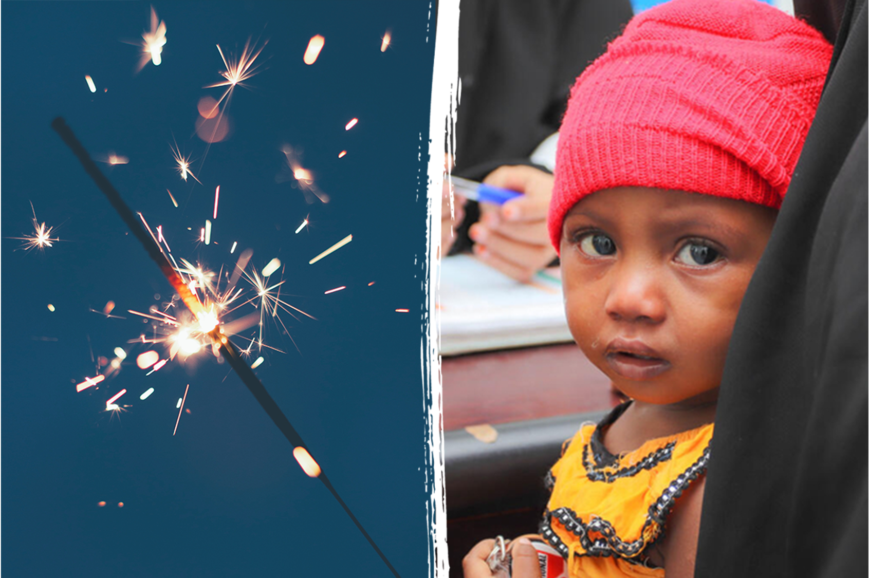sparkler firework and young girl in pink hat