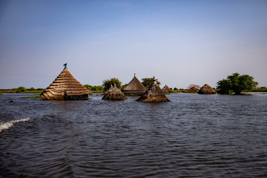 houses in flooded waters