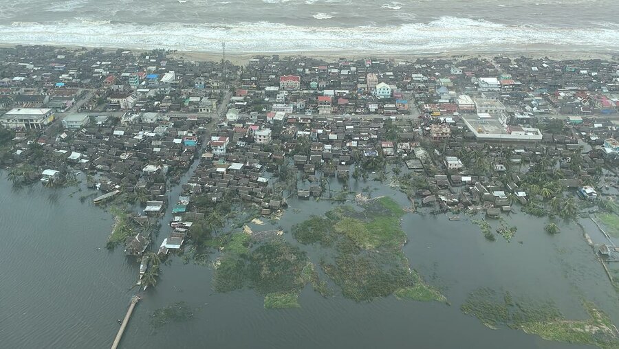 aerial view of damage from cyclone batsirai