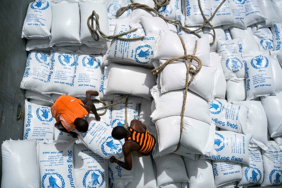 bags of WFP food in Kenya