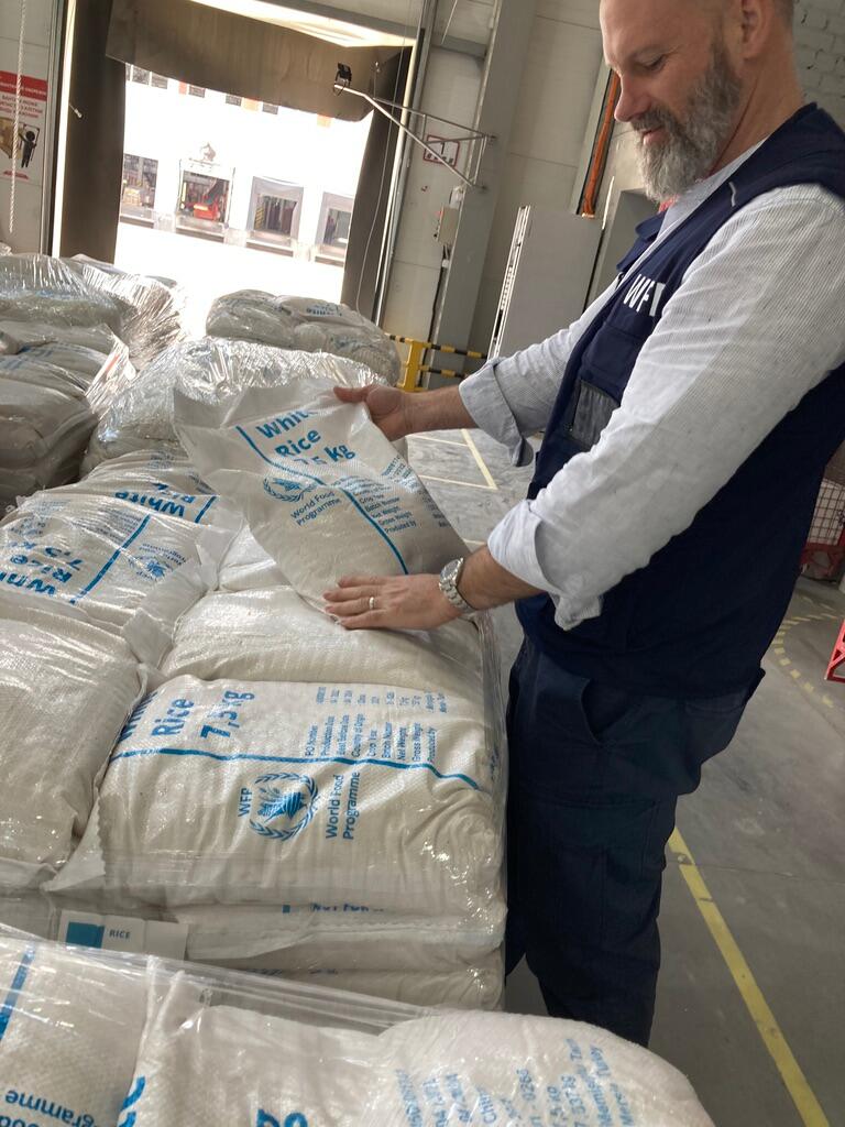 Hollingworth at WFP warehouse operations in Kharkiv
