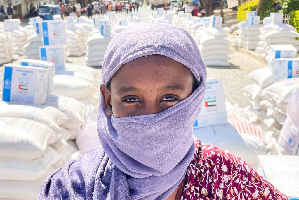 Young girl in Ethiopia at food distribution site