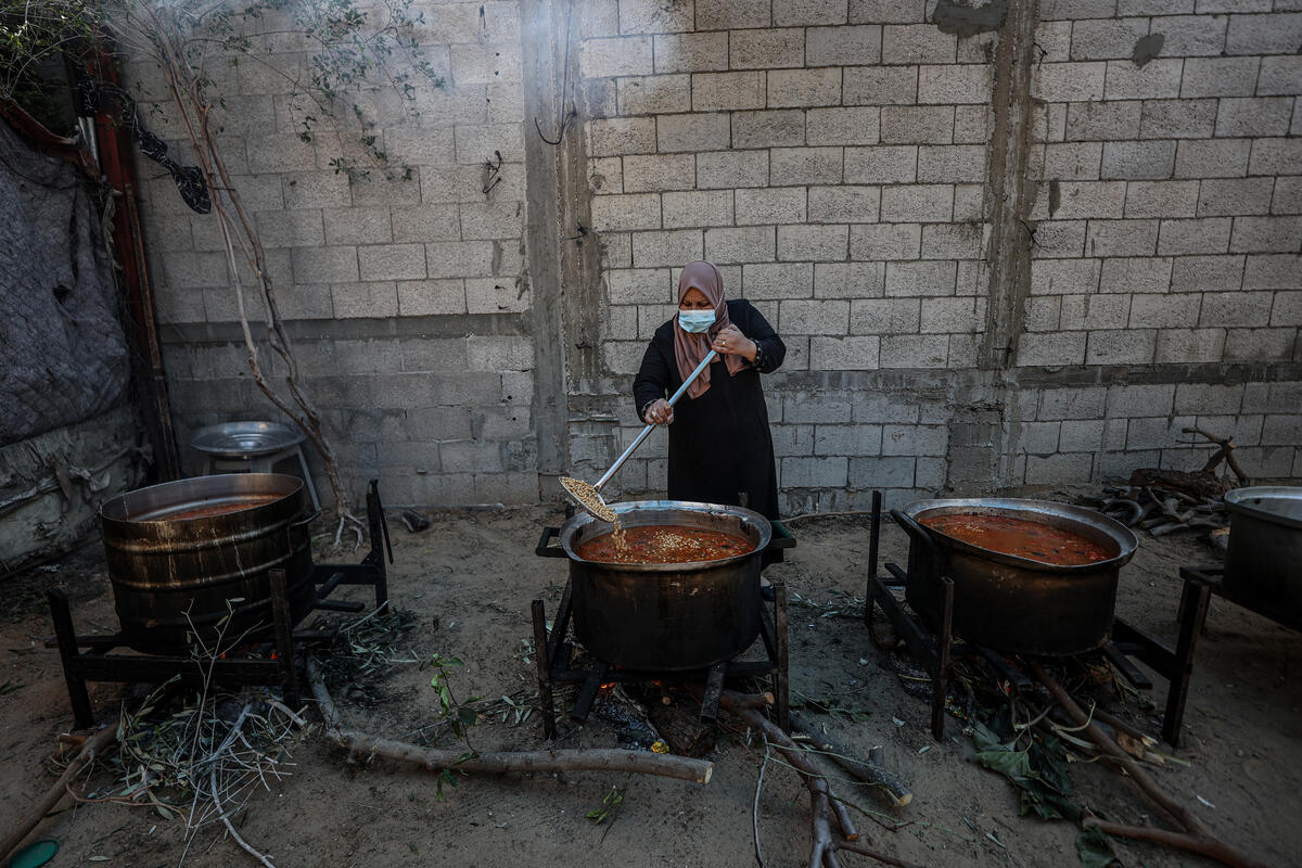 Woman cooking in Gaza