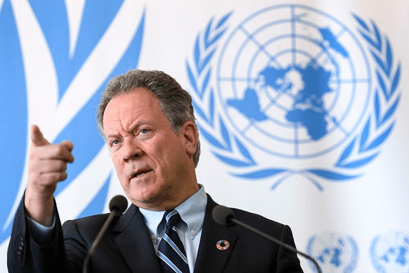 WFP ED David Beasley attends a press conference about an aid appeal for South Sudan on May 15